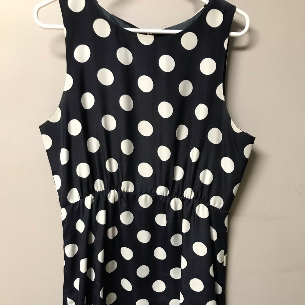 Sleeveless Black and White Polka Dot Dress